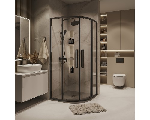 Душевой уголок Grossman Cosmo 90х90 301.K33.02.9090.21.00 профиль Черный матовый стекло прозрачное