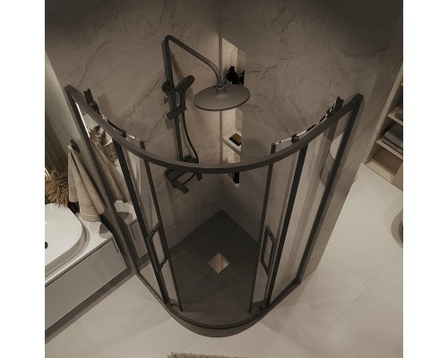 Душевой уголок Grossman Cosmo 90х90 301.K33.02.9090.21.00 профиль Черный матовый стекло прозрачное