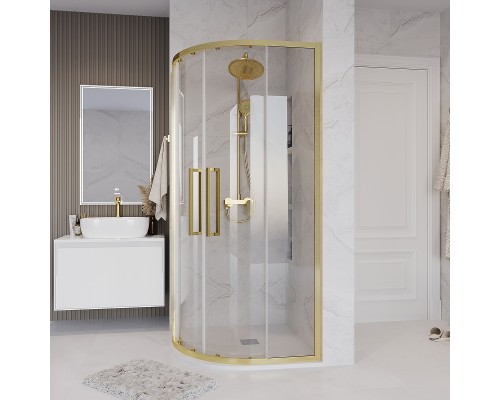 Душевой уголок Grossman Cosmo 90х90 301.K33.02.9090.32.00 профиль Золото сатин стекло прозрачное