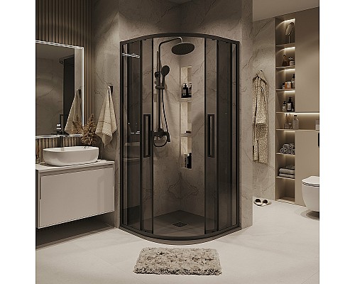 Душевой уголок Grossman Cosmo 100х100 301.K33.02.1010.21.10 профиль Черный матовый стекло тонированное