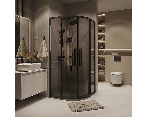 Душевой уголок Grossman Cosmo 100х100 301.K33.02.1010.21.10 профиль Черный матовый стекло тонированное