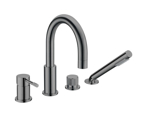 Смеситель на борт ванны Boheme Uno 460-SGM Оружейная сталь глянцевая