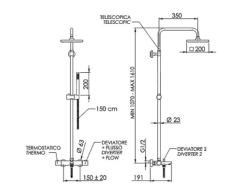 Душевая система Remer Elegance EQ34A7SDSD20 с термостатом Хром