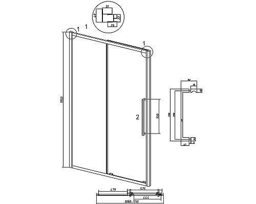 Душевая дверь Grossman Cosmo 110 100.K33.02.110.42.00 профиль Графит сатин стекло прозрачное