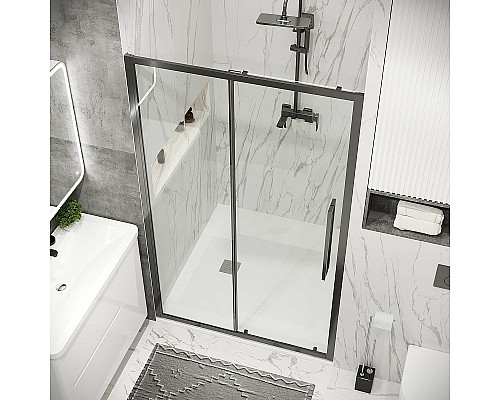 Душевая дверь Grossman Cosmo 110 100.K33.02.110.42.00 профиль Графит сатин стекло прозрачное