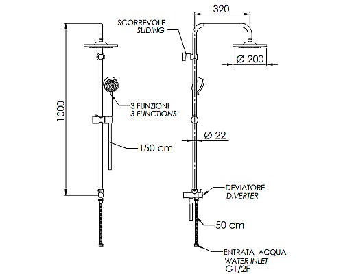 Душевая система Remer 330X9MOEC20NRA Хром