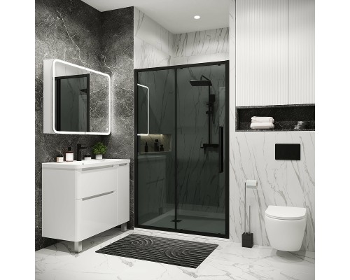 Душевая дверь Grossman Cosmo 130 100.K33.02.130.21.10 профиль Черный матовый стекло тонированное