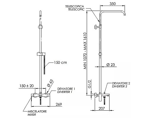 Душевая система Remer Energy EY34ASSDNO Черная матовая