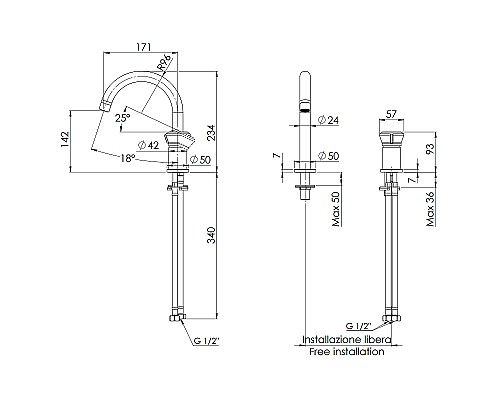Смеситель для раковины Remer Element ET57 Хром
