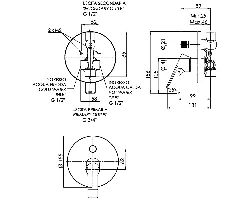 Смеситель для душа Remer Energy EY09H Хром