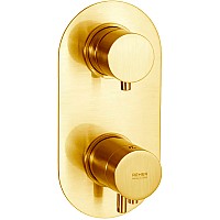 Смеситель для душа Remer Minimal Thermo NT93KBBG с термостатом Золото брашированное