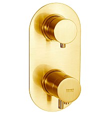 Смеситель для душа Remer Minimal Thermo NT93KBBG с термостатом Золото брашированное