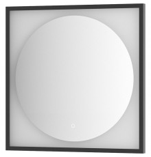 Зеркало Defesto Eclipce 70х70 с подсветкой 15W-4500К/в багетной раме/Сенсорный выключатель/Нейтральный белый свет/Черная рама