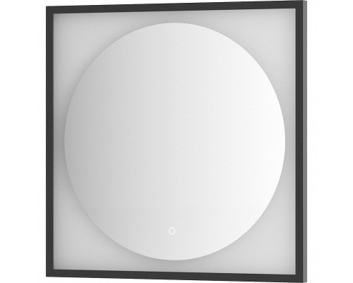 Зеркало Defesto Eclipce 70х70 с подсветкой 15W-4500К/в багетной раме/Сенсорный выключатель/Нейтральный белый свет/Черная рама