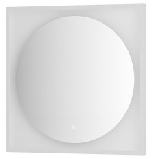 Зеркало Defesto Eclipce 70х70 с подсветкой 15W-4500К/в багетной раме/Сенсорный выключатель/Нейтральный белый свет/Белая рама