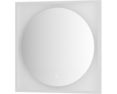 Зеркало Defesto Eclipce 70х70 с подсветкой 15W-4500К/в багетной раме/Сенсорный выключатель/Нейтральный белый свет/Белая рама