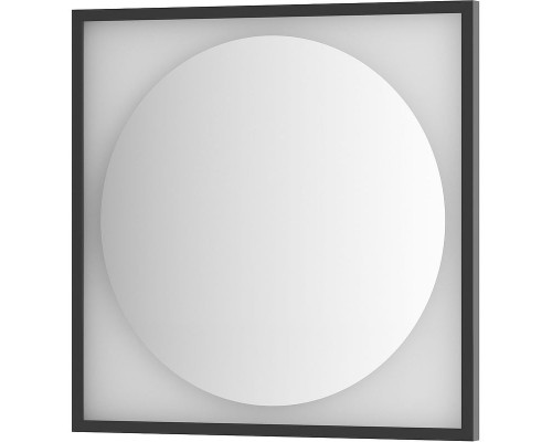 Зеркало Defesto Eclipce 70х70 с подсветкой 15W-4500К/в багетной раме/Без выключателя/Нейтральный белый свет/Черная рама
