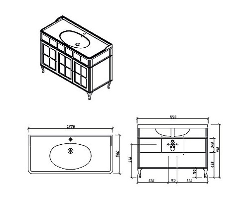Тумба под раковину Caprigo Borgo 120 33425-B231 Белая матовая