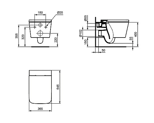 Унитаз Ideal Standard Blend Cube T368601 подвесной без сиденья