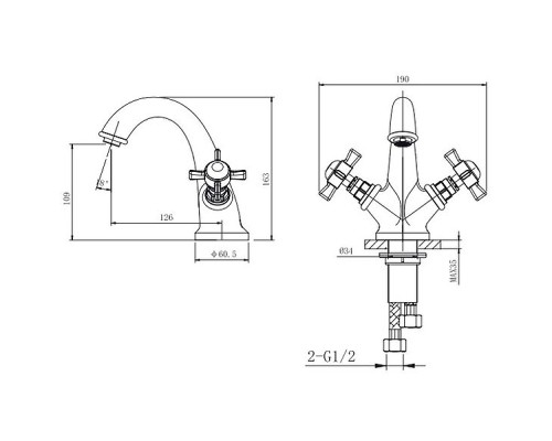 Смеситель для раковины Caprigo Bristol 21-520-vot Бронза