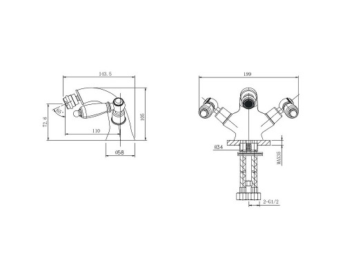 Смеситель для биде Caprigo Adria-Classic Black Edition 03B-530-vot Бронза