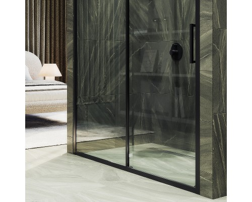 Душевая дверь Maybah Glass MGD-1277-6 1500x1950 раздвижная профиль Черный стекло прозрачное