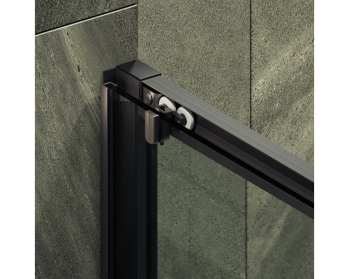 Душевая дверь Maybah Glass MGD-1277-6 1500x1950 раздвижная профиль Черный стекло прозрачное