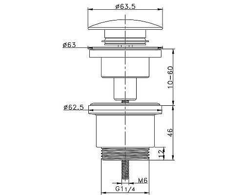 Донный клапан Raglo R600.01.06 click-clack Черный матовый