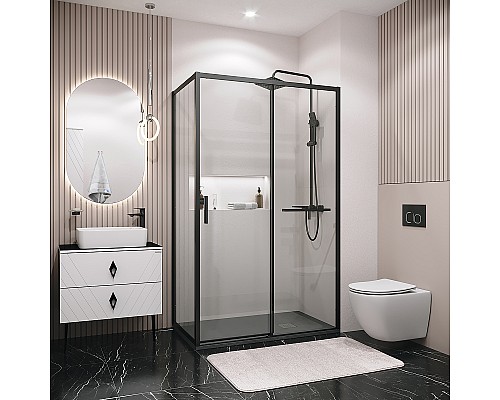 Душевой уголок Grossman Style 110х80 120.K33.05.1180.21.00 профиль Черный матовый стекло прозрачное