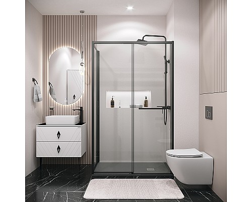 Душевой уголок Grossman Style 110х80 120.K33.05.1180.21.00 профиль Черный матовый стекло прозрачное