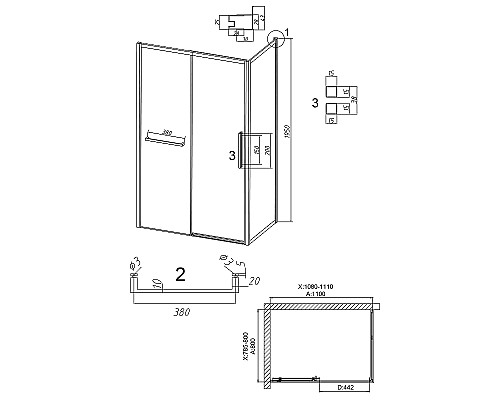 Душевой уголок Grossman Style 110х80 120.K33.05.1180.21.00 профиль Черный матовый стекло прозрачное