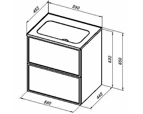 Тумба под раковину Aquanet Арт 60 329063 подвесная Ясень графит