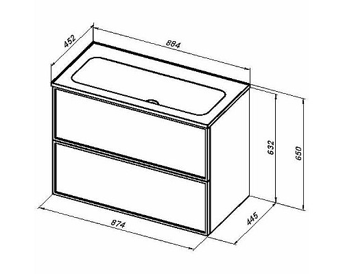Тумба под раковину Aquanet Арт 90 329613 подвесная Ясень графит