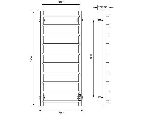 Электрический полотенцесушитель Comfysan Scola EC-10 100x40 Хром