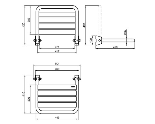 Сиденье для душа Nofer 15041.B Хром