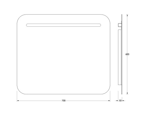 Зеркало Evoform Ledline 60x70 с подсветкой 5.5 W - без выключателя