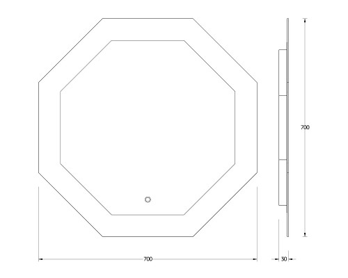 Зеркало Evoform Ledshine 70x70 с подсветкой 22.5 W - сенсорный выключатель - нейтральный белый свет