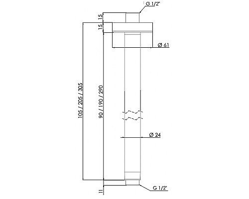 Кронштейн для верхнего душа Remer X-Style Inox SS347N30 Нержавеющая сталь