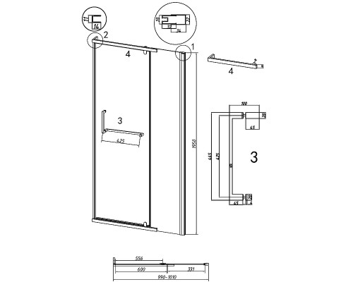 Душевая дверь Grossman Pragma 100 100.K33.03.100.42.00 профиль Графит сатин стекло прозрачное