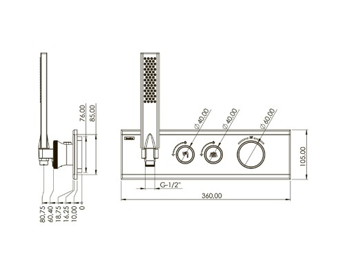 Смеситель для душа Teska Shine SH2008 с термостатом Черный матовый