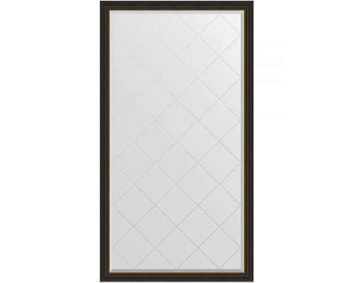 Зеркало Evoform Exclusive-G Floor 198х109 с гравировкой в багетной раме - Черное дерево с золотом 71 мм