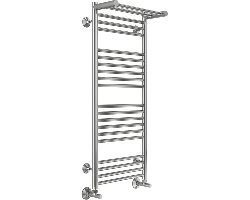 Водяной полотенцесушитель Terminus Аврора П20 400x1000 4670078529435 с полкой Хром, нижнее подключение, G 1/2" ВР, с угловым соединением