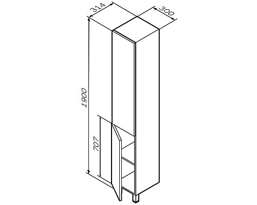 Шкаф пенал AM.PM Gem 30 L M90CSL0306HF Орех