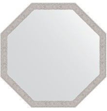 Зеркало Evoform Octagon 68х68 в багетной раме - Волна алюминий 46 мм