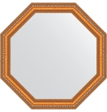 Зеркало Evoform Octagon 62х62 в багетной раме - Золотые бусы на бронзе 60 мм