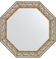 Зеркало Evoform Octagon 80х80 в багетной раме - Барокко серебро 106 мм