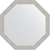 Зеркало Evoform Octagon 53х53 BY 3959 в багетной раме - Волна алюминий 46 мм