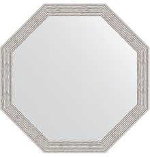 Зеркало Evoform Octagon 53х53 в багетной раме - Волна алюминий 46 мм