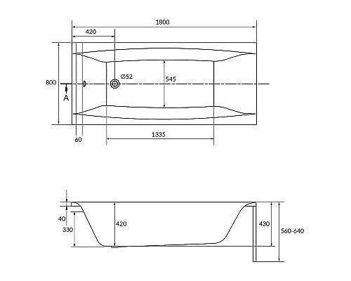 Акриловая ванна Cersanit Virgo 180x80 64626 без гидромассажа
