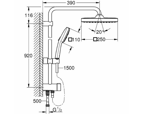 Душевая система Grohe Tempesta Cube 250 Хром